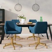 vidaXL Eetkamerstoelen draaibaar 4 st fluweel blauw