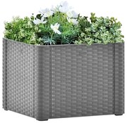 vidaXL Plantenbak hoog met zelfbewateringssysteem 43x43x33 cm grijs