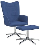 vidaXL Relaxstoel met voetenbank stof blauw