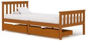 vidaXL Bedframe met 2 lades massief grenenhout honingbruin 100x200 cm