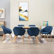 vidaXL Eetkamerstoelen 6 st stof blauw