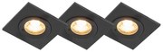 Set van 3 badkamer inbouwspots zwart vierkant IP44 - Xena