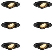 Set van 6 Moderne inbouwspot zwart kantelbaar - Club