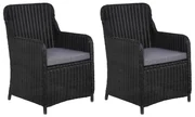 vidaXL Tuinstoelen 2 st met kussens poly rattan zwart