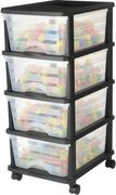 VEVOR Ladekast met 4 laden (17 L / per), ladekast met wielen, ladekast met doorzichtige containers voor kantoorbenodigdheden, knutsellokalen en klaslokalen