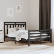 vidaXL Bedframe massief hout grijs 150x200 cm 5FT King Size