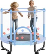 VEVOR Kindertrampoline Buitentrampoline Mini Leisure Trampoline 1545 mm voor peuters met veiligheidsnet en basketbalring, verjaardagscadeau Kerstspeelgoed voor kinderen vanaf 3 jaar Blauw