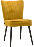 Goossens Eetkamerstoel Rob geel velvet stof leuning, urban industrieel