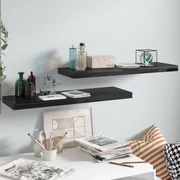 vidaXL Wandschappen zwevend 2 st 80x23,5x3,8 cm MDF hoogglans zwart