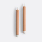 Set van 2 gestreepte wax LED-kaarsen, Caspar