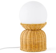 Lamp in rotan en opaline glas, Proviny