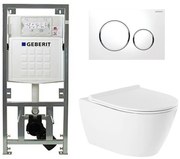 QeramiQ Salina Toiletset - rimless - diepspoel - softclose - quickrelease zitting - Geberit Sigma20 bedieningsplaat glans wit - wit 0701131/sw53743/sw96855/sw96857/