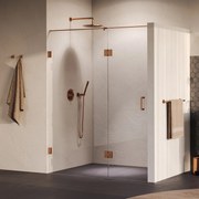 Brauer Void profielloze nisdeur 150cm met draaideur 70cm aan glas koper geborsteld PVD