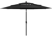 vidaXL Parasol 3-laags met aluminium paal 3,5 m zwart