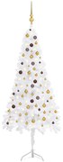 vidaXL Kunstkerstboom met LED's en kerstballen hoek 240 cm PVC wit