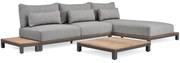 SUNS Evora chaise longue loungeset 4 delig light anthracite mixed weave/matt royal grey