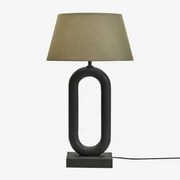 Tiberia Mangohouten Tafellamp Gewoon Zwart & Saliegroen Ø40 Cm Monaco - Sklum