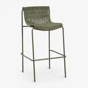 Hoog Tuinkrukje Van Synthetisch Riet En Staal Revia Groen – Intens Olijf & ↑75 Cm - Sklum