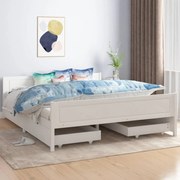 vidaXL Bedframe met 4 lades massief grenenhout wit 160x200 cm