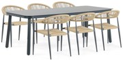 Tuinset 6 personen 220 cm Aluminium/rope Taupe Lifestyle Garden Furniture Granada/Tavano