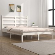 vidaXL Bedframe massief grenenhout wit 135x190 cm 4FT6 Double