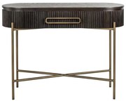 Richmond Interiors Luxor Ovale Kaptafel Ribbelhout Met Goud - 110 X 42.5cm.