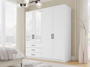 Kledingkast Fungar, Wit, 215x196x60cm, 161.6 kg, Kledingkast deuren: Met scharnieren