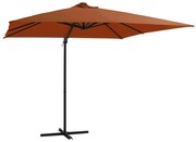 vidaXL Zweefparasol met LED-verlichting 250x250 cm terracottakleurig