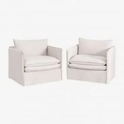Set Van 2 Grace Linnen En Katoenen Fauteuils Stof Gebroken Wit - Sklum