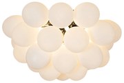 Art Deco plafondlamp zwart met opaal glas 6-lichts - Uvas Design, Art Deco G9 bol / globe / rond Binnenverlichting Lamp