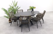 GI Ovale tuinset Scotland marmerlook grey/Jasmine tuinstoel- 7 delig