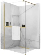 Rea Aero Gold Brush douchewand N 90 Walk In met plank en Evo hanger