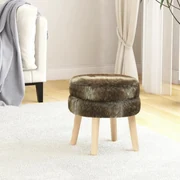 vidaXL Hocker rond pluche meerkleurig