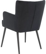 Goossens Eetkamerstoel Rob zwart velvet stof met armleuning, urban industrieel