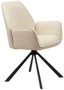 YUNI Creme (stof Monza 90) - MODERNE GESTOFFEERDE DRAAISTOEL VOOR WOONKAMER/EETKAMER/LOFT KANTOOR