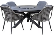 New Valley Dublin dining tuinset 150 cm rond 5 delig antraciet aluminium