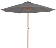 vidaXL Parasol met houten paal 300 cm antraciet