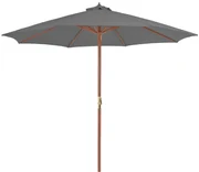 vidaXL Parasol met houten paal 300 cm antraciet