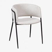 Set Van 2 Nalon Gestoffeerde Eetkamerstoelen Zwart & Stof Gebroken Wit & Tela - Sklum