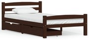 vidaXL Bedframe met 2 lades massief grenenhout donkerbruin 100x200 cm