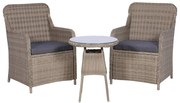 vidaXL 3-delige Bistroset met kussens poly rattan bruin