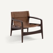 Fauteuil van massief gebeitst eiken en leer, Alberto