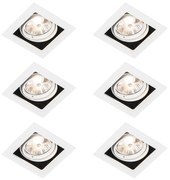 Set van 6 Vierkante inbouwspot wit verstelbaar - Artemis 70