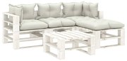 vidaXL 5-delige Loungeset met beige kussens pallet hout