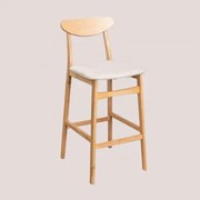 Cloda Hoge Kruk In Stof En Hout Natuurlijk Hout - Linnen Beige & ↑75 Cm - Sklum