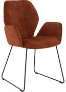 Goossens Eetkamerstoel Hera koper velvet stof met armleuning, modern design