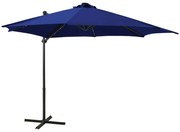 vidaXL Zweefparasol met paal en LED-verlichting 300 cm azuurblauw