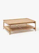 Houten salontafel Libby met plank van Weens vlechtwerk