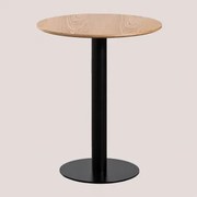 Ronde Barkruk Van Mdf Xiren Natuurlijk Houtbruin - Zwart & Ø60 Cm - Sklum