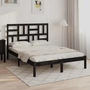 vidaXL Bedframe massief hout zwart 135x190 cm 4FT6 Double